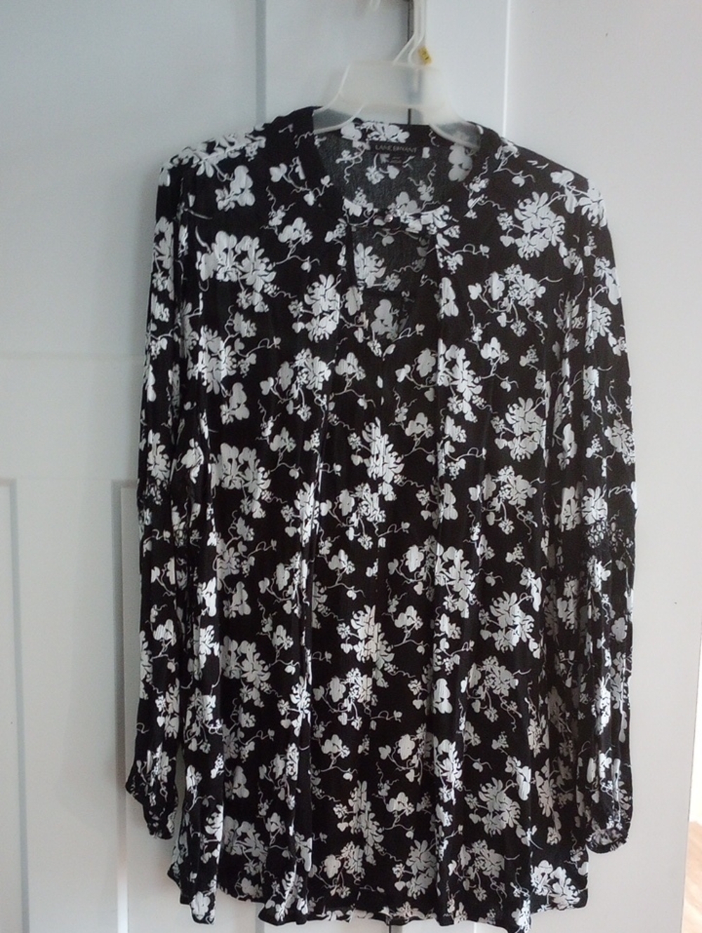 Lane Bryant Black and White Floral Blouse